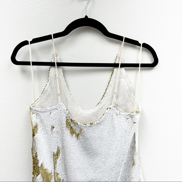 Free People Women's Seeing Double White Gold Sequin Mini Dress S - Picture 7 of 14